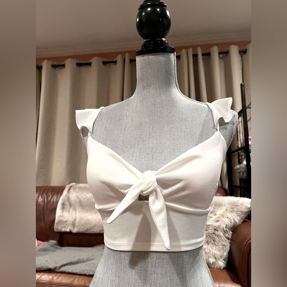 COPY - White Ruffled Strap Tank Top